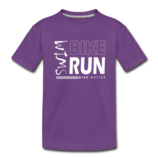 Swim-Bike-Run- Kids' Premium T-Shirt - purple