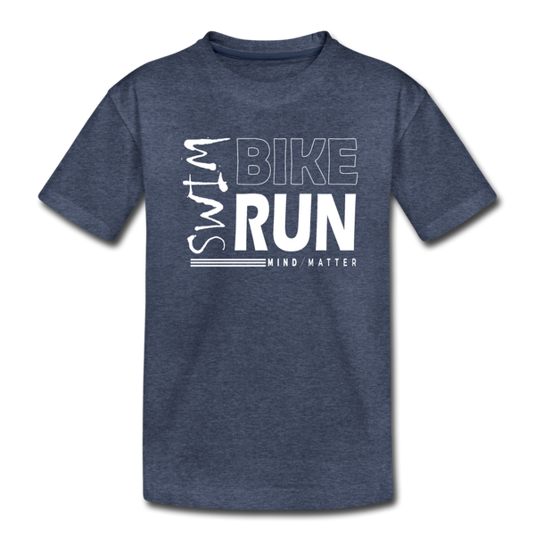 Swim-Bike-Run- Kids' Premium T-Shirt - heather blue
