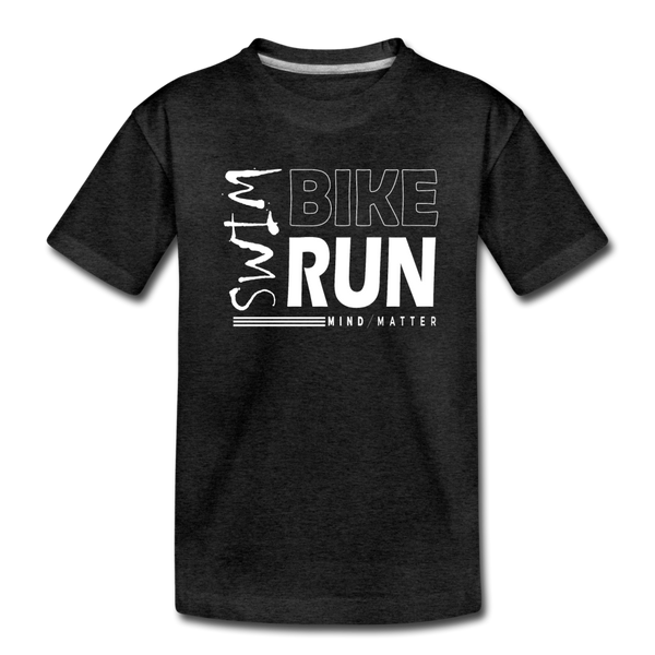 Swim-Bike-Run- Kids' Premium T-Shirt - charcoal gray