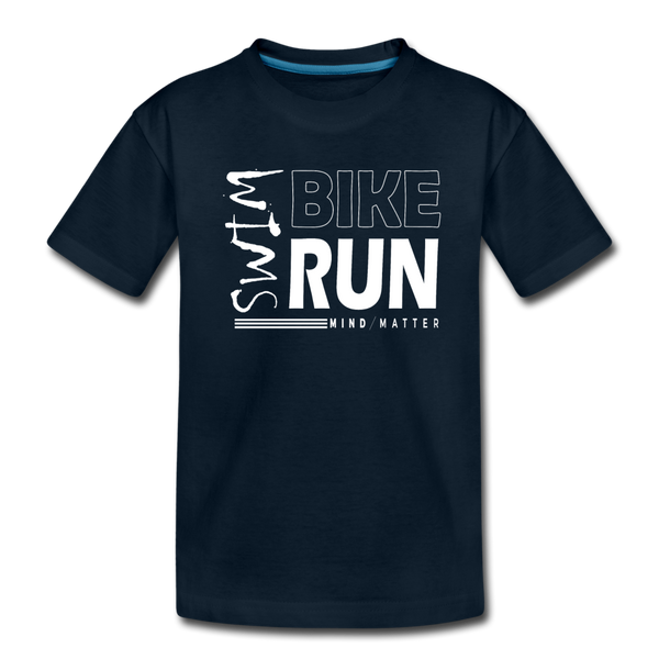 Swim-Bike-Run- Kids' Premium T-Shirt - deep navy