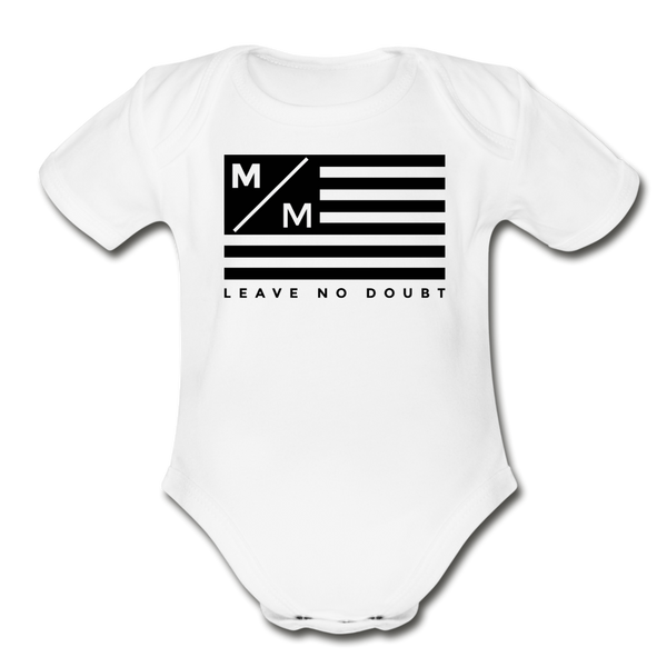 MM Flag LND- Organic Short Sleeve Baby Bodysuit - white