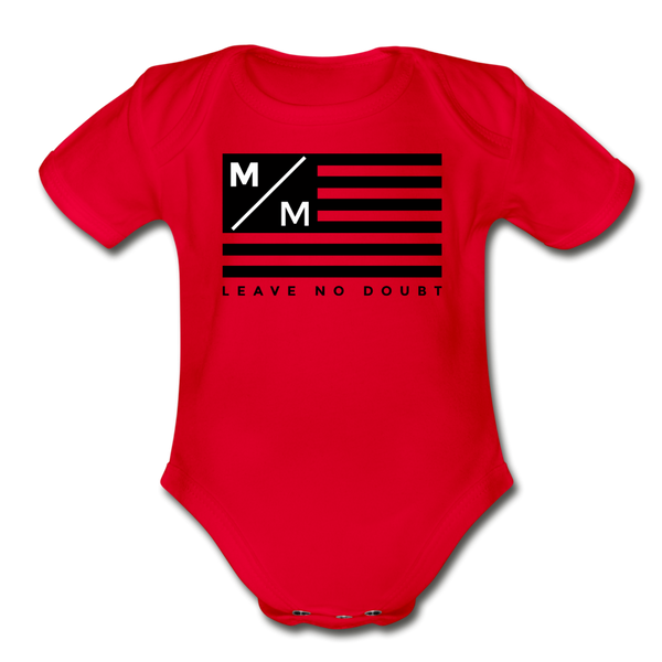MM Flag LND- Organic Short Sleeve Baby Bodysuit - red