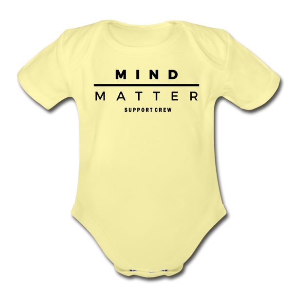 MM Support Crew- Organic Short Sleeve Baby Bodysuit - washed yellow