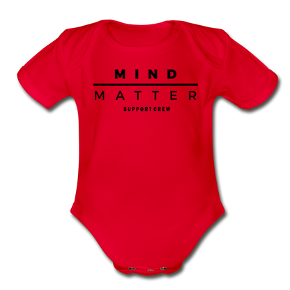 MM Support Crew- Organic Short Sleeve Baby Bodysuit - red