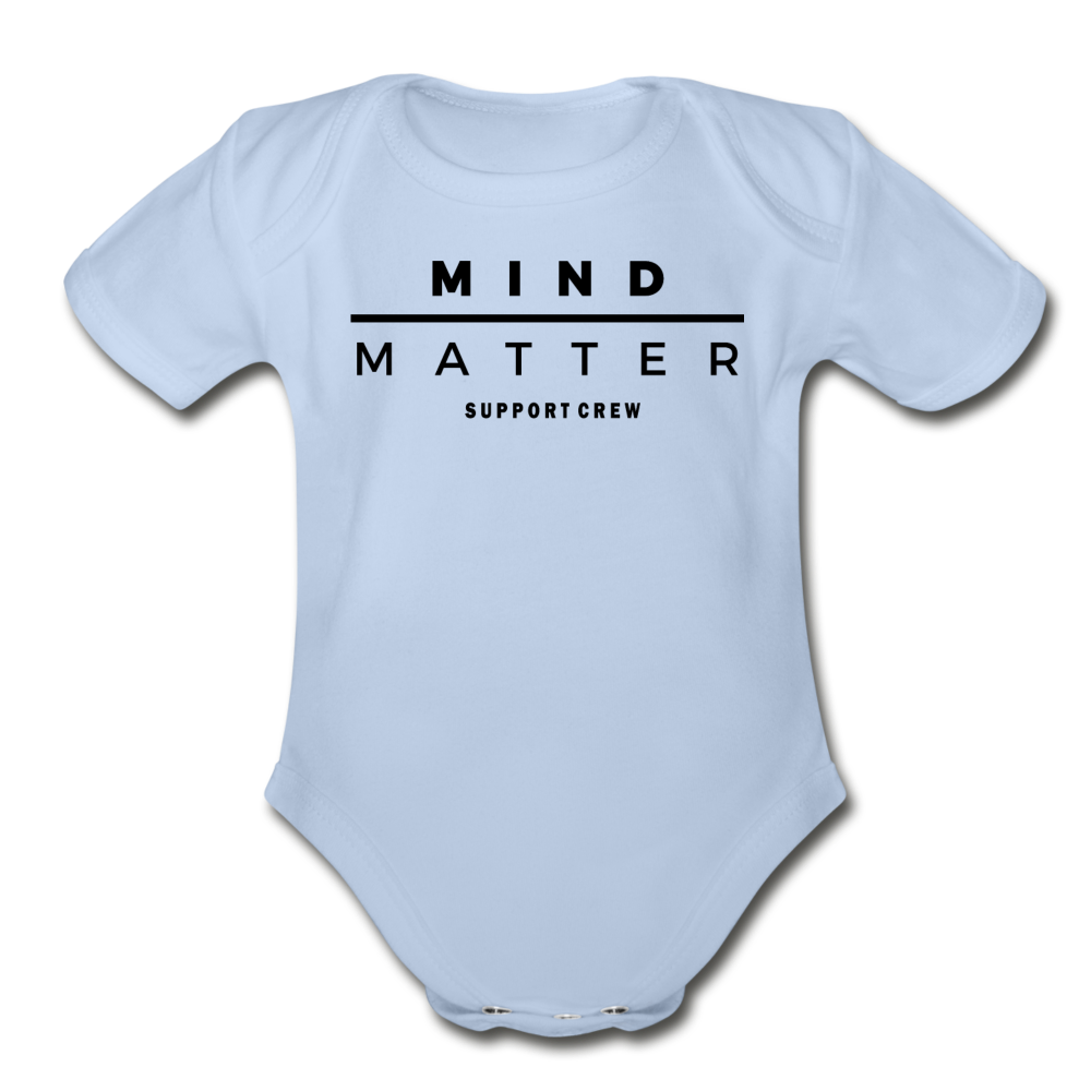 MM Support Crew- Organic Short Sleeve Baby Bodysuit - sky