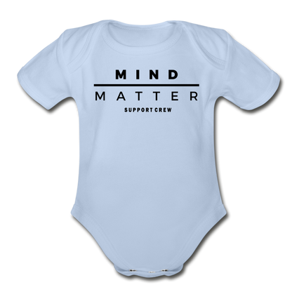 MM Support Crew- Organic Short Sleeve Baby Bodysuit - sky