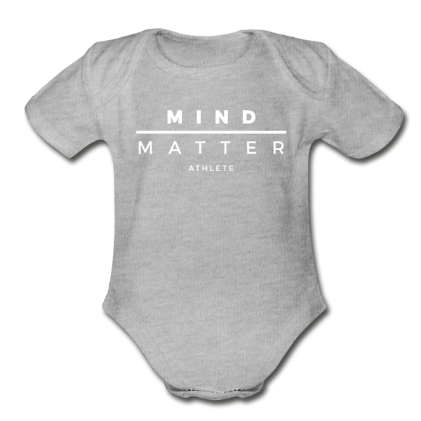 MM Athlete- Organic Short Sleeve Baby Bodysuit - heather gray