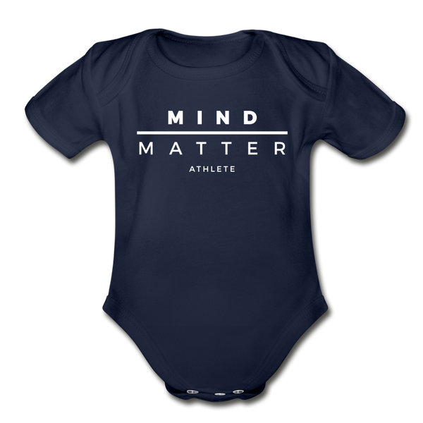 MM Athlete- Organic Short Sleeve Baby Bodysuit - dark navy