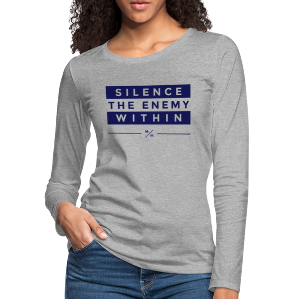 STEW- Women's Premium Slim Fit Long Sleeve T-Shirt - heather gray
