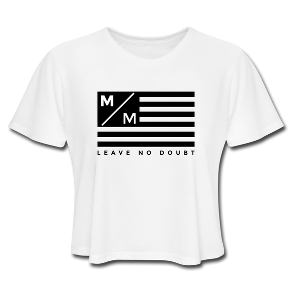 MM Flag LND- Women's Cropped T-Shirt FP - white