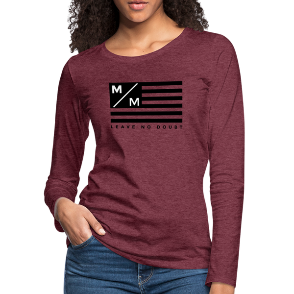 MM Flag LND- Women's Premium Long Sleeve T-Shirt FP - heather burgundy