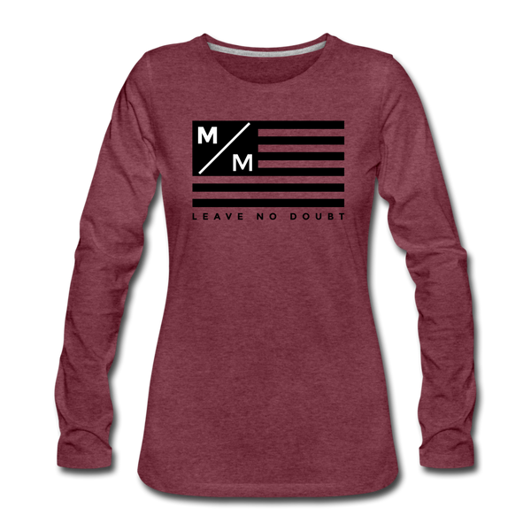MM Flag LND- Women's Premium Long Sleeve T-Shirt FP - heather burgundy
