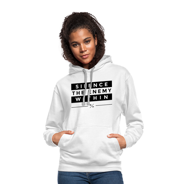Silence The Enemy- Unisex Contrast Hoodie FP - white/gray