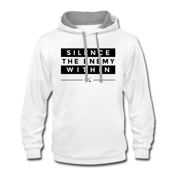 Silence The Enemy- Unisex Contrast Hoodie FP - white/gray