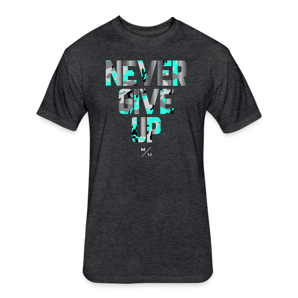 Never Give Up- Unisex T-Shirt - heather black