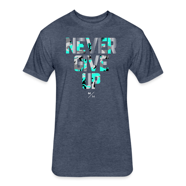 Never Give Up- Unisex T-Shirt - heather navy