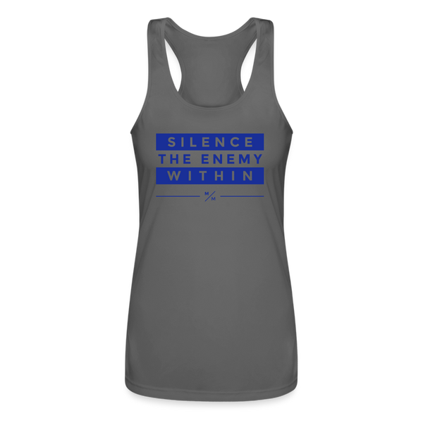 STEW Blue- Women’s Performance Racerback Tank Top - charcoal
