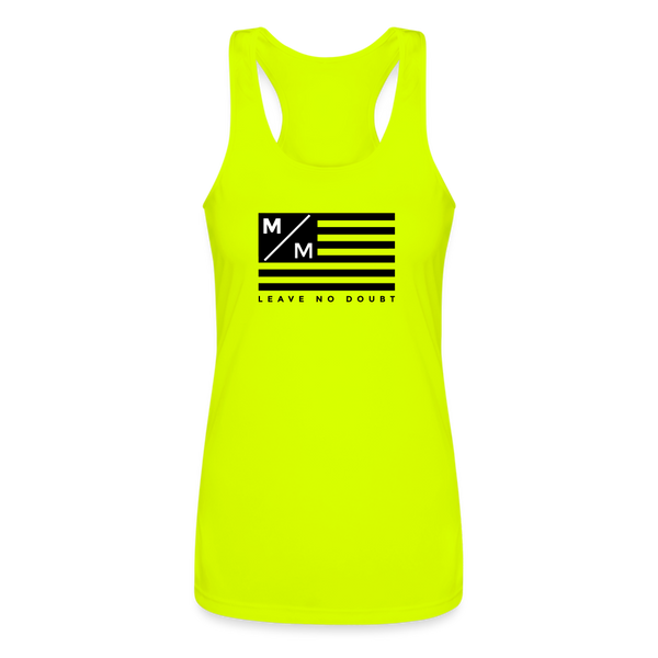 MM Flag- Women’s Performance Racerback Tank Top - neon yellow