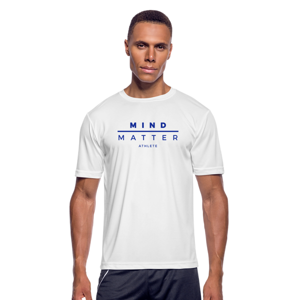 MM Athlete Blue- Men’s Moisture Wicking Performance T-Shirt - white